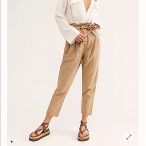 Free People High Rise Margate Trouser Pants Size Medium Tan